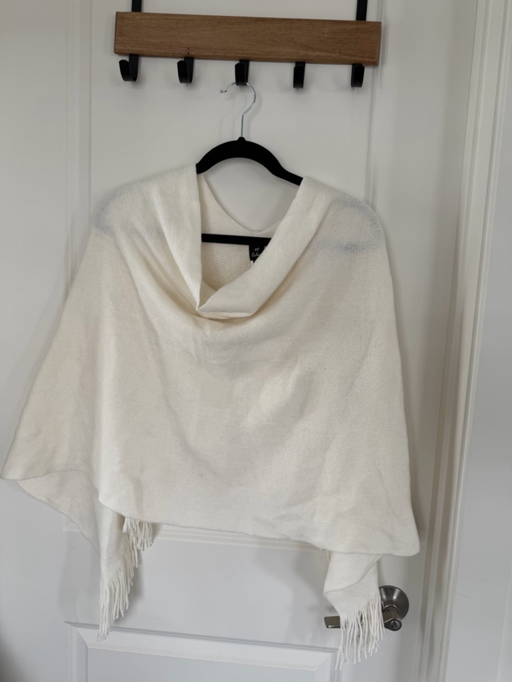 Echo Cream Knit Poncho with Subtle Texture